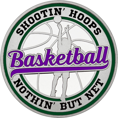 Purple "Basketball" with Dark Green Outer Circular Borders